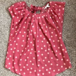 LC Lauren Conrad Pink Polka Dot Shirt SzM